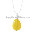 Collier pendentif en agate jaune naturel avec chaîne en argent
